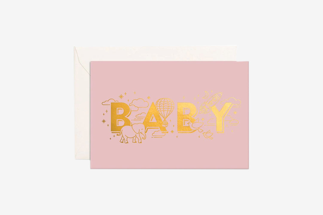 Mini Baby Greeting Card - Dusty Rose - Wish & Wrap