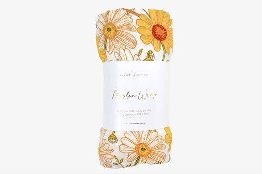 Premium Organic Muslin Wrap - Daisies