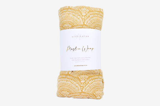 Premium Organic Muslin Wrap - Mustard - Wish & Wrap