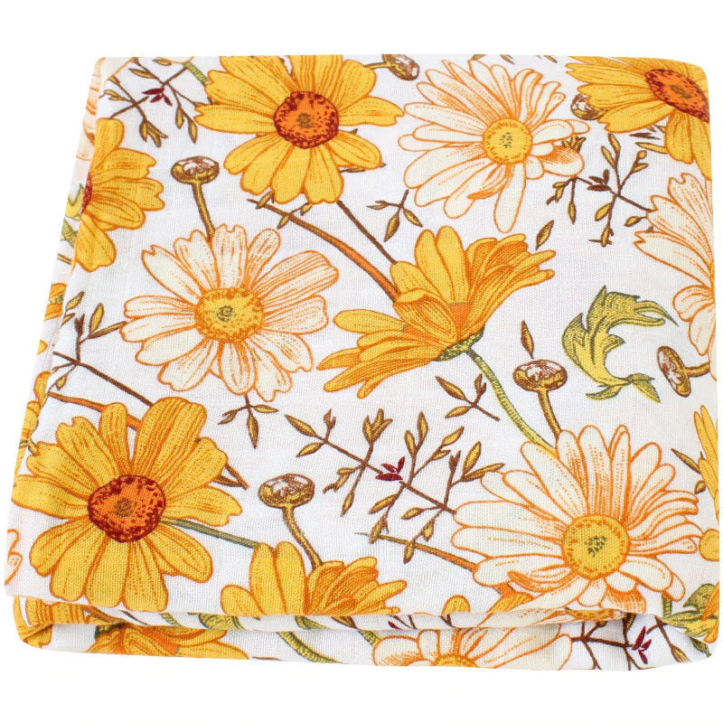 Premium Organic Muslin Wrap - Daisies