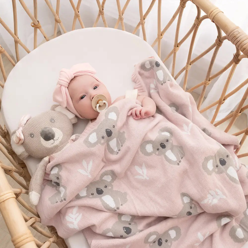 Australiana Baby Blanket - Pink Koala