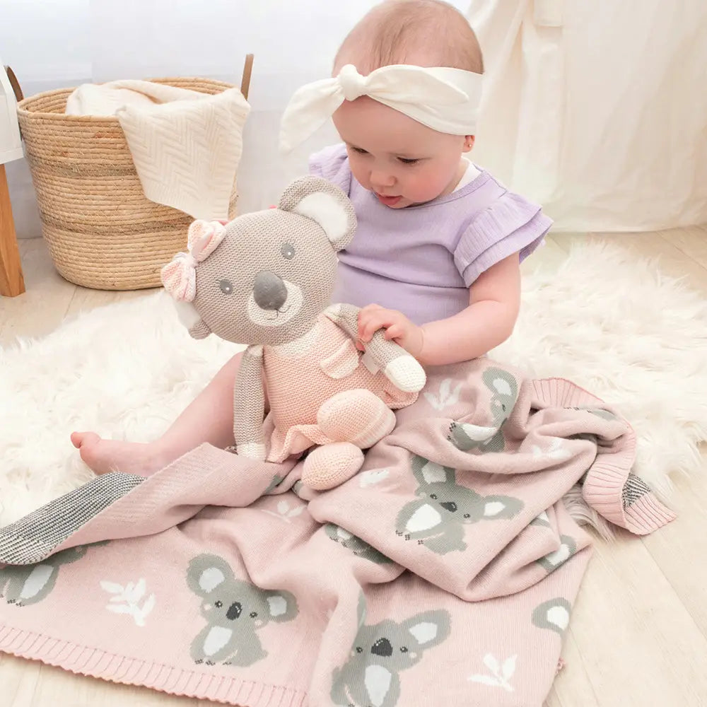 Australiana Baby Blanket - Pink Koala