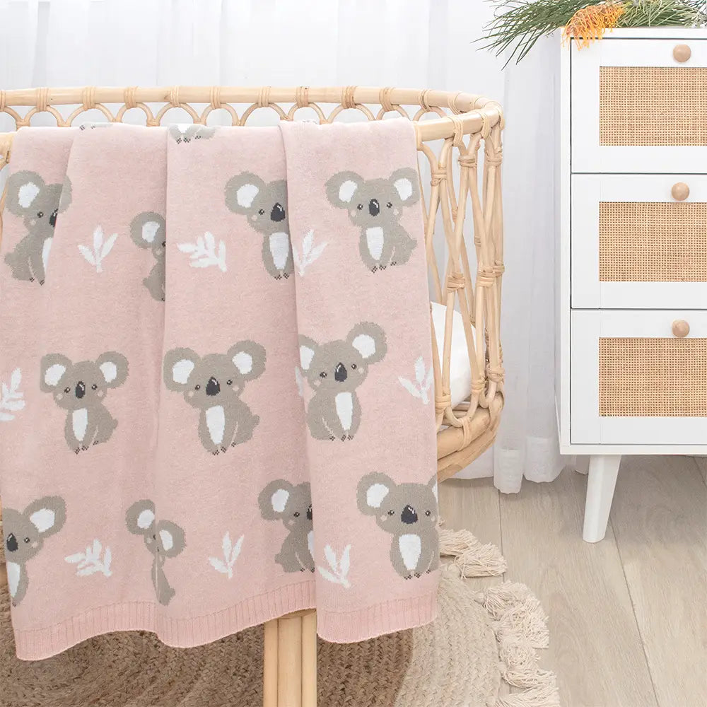 Australiana Baby Blanket - Pink Koala