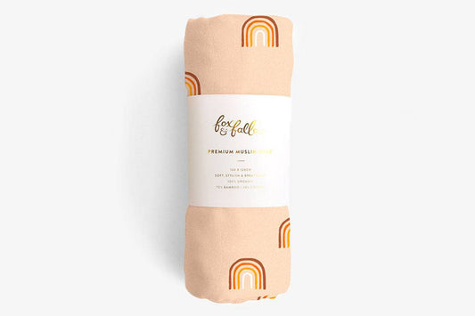 Premium Organic Muslin Wrap - Rainbows - Wish & Wrap