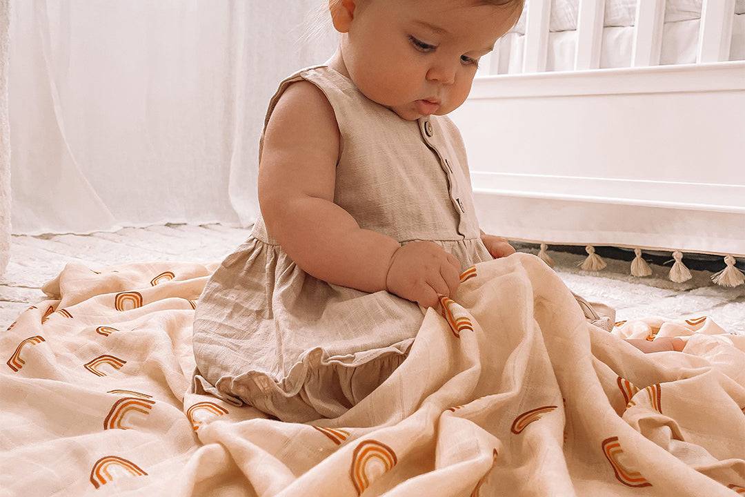 Premium Organic Muslin Wrap - Rainbows - Wish & Wrap