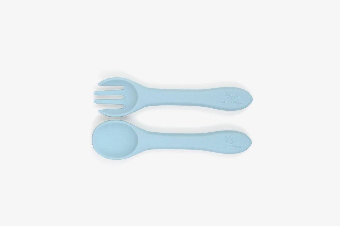 Silicone Baby Feeding Set - 4 Piece (Baby Blue) - Wish & Wrap