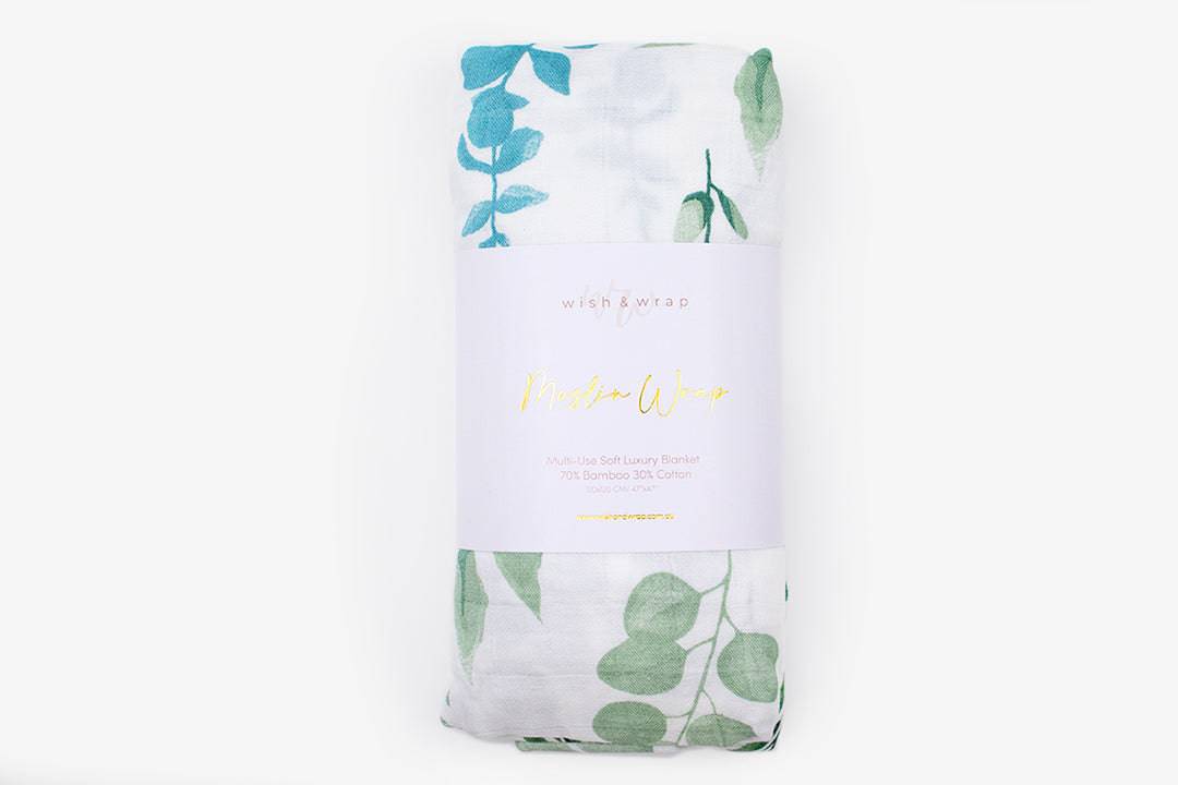 Premium Organic Muslin Wrap - Eucalyptus - Wish & Wrap